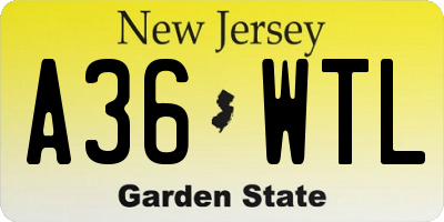 NJ license plate A36WTL