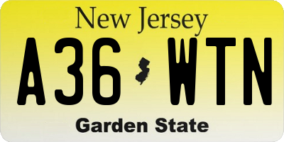 NJ license plate A36WTN