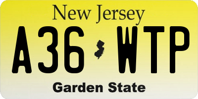 NJ license plate A36WTP