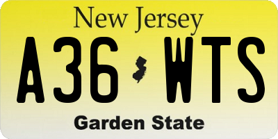 NJ license plate A36WTS