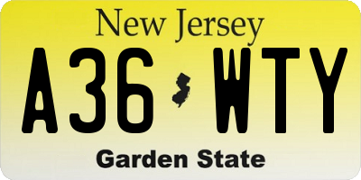 NJ license plate A36WTY