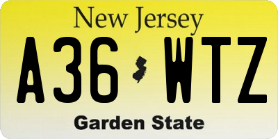 NJ license plate A36WTZ