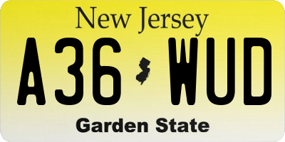 NJ license plate A36WUD