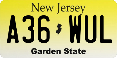 NJ license plate A36WUL