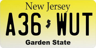 NJ license plate A36WUT