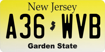 NJ license plate A36WVB
