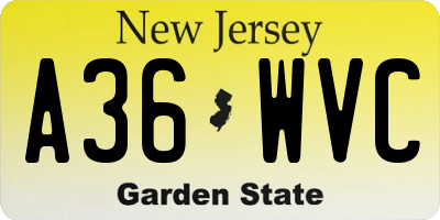 NJ license plate A36WVC