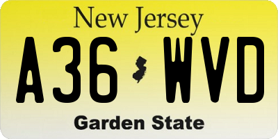 NJ license plate A36WVD