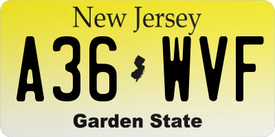 NJ license plate A36WVF