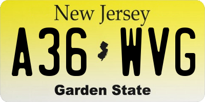 NJ license plate A36WVG