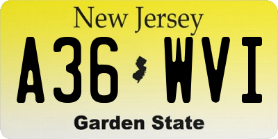 NJ license plate A36WVI