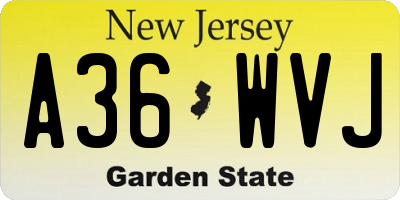 NJ license plate A36WVJ
