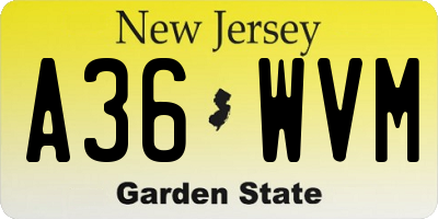 NJ license plate A36WVM