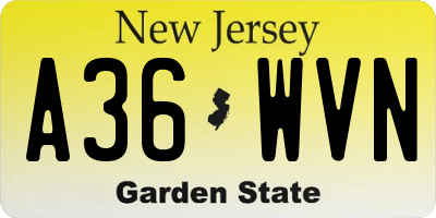 NJ license plate A36WVN