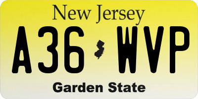 NJ license plate A36WVP