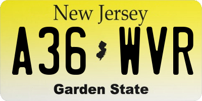 NJ license plate A36WVR