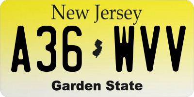 NJ license plate A36WVV