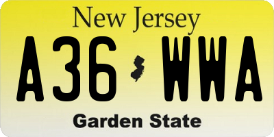 NJ license plate A36WWA