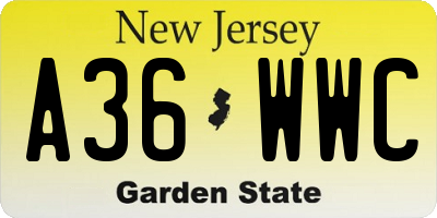 NJ license plate A36WWC