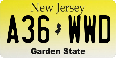 NJ license plate A36WWD