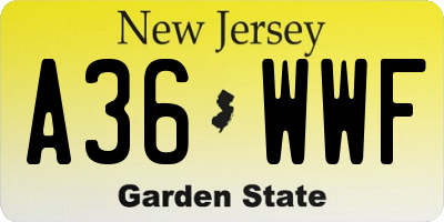 NJ license plate A36WWF