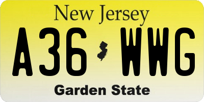 NJ license plate A36WWG