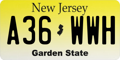 NJ license plate A36WWH