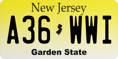 NJ license plate A36WWI
