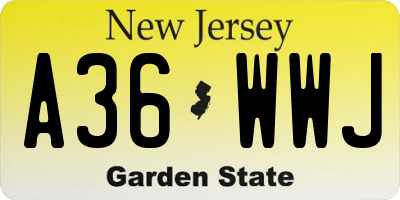 NJ license plate A36WWJ