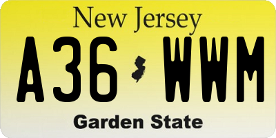 NJ license plate A36WWM