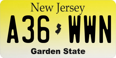 NJ license plate A36WWN