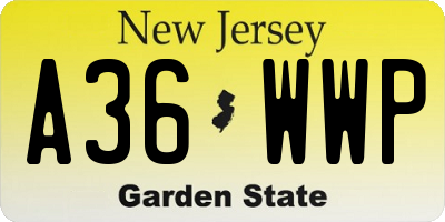 NJ license plate A36WWP