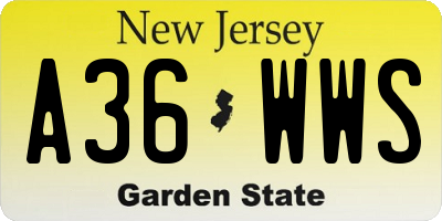 NJ license plate A36WWS