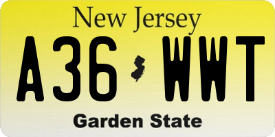 NJ license plate A36WWT