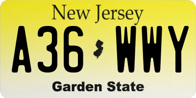 NJ license plate A36WWY