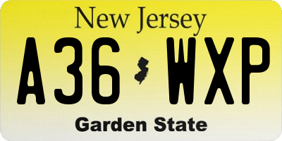 NJ license plate A36WXP