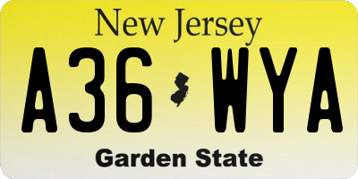 NJ license plate A36WYA