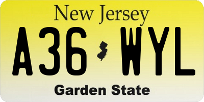 NJ license plate A36WYL