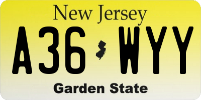 NJ license plate A36WYY