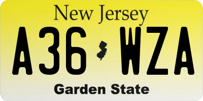 NJ license plate A36WZA