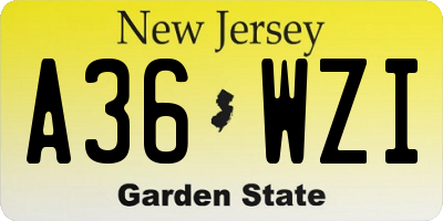 NJ license plate A36WZI