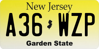 NJ license plate A36WZP