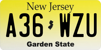 NJ license plate A36WZU