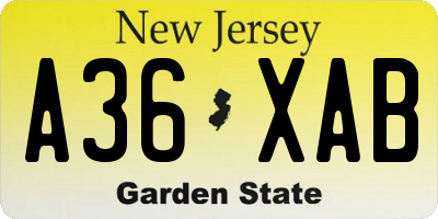 NJ license plate A36XAB