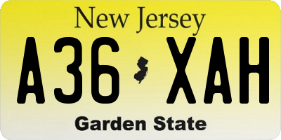 NJ license plate A36XAH