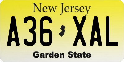 NJ license plate A36XAL
