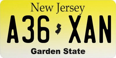 NJ license plate A36XAN
