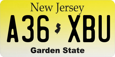 NJ license plate A36XBU