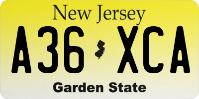NJ license plate A36XCA