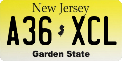 NJ license plate A36XCL